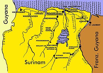 Landkarte Surinam